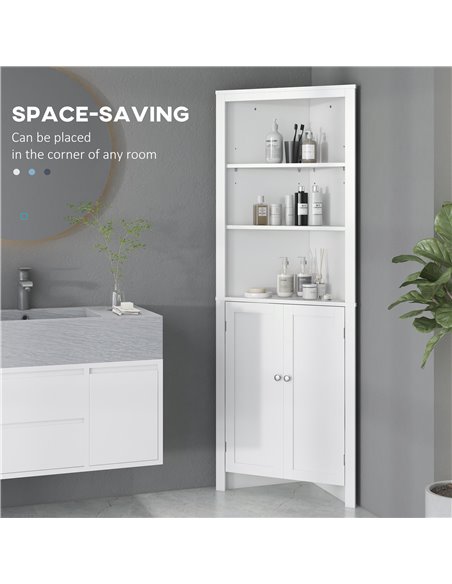 Kleankin Triangle Bathroom Cabinet, Corner Bathroom Storage Unit, White 834-434 - pic 37275 | FastDaddyshop