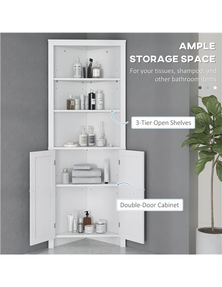 Kleankin Triangle Bathroom Cabinet, Corner Bathroom Storage Unit, White 834-434 - pic 37276 | FastDaddyshop