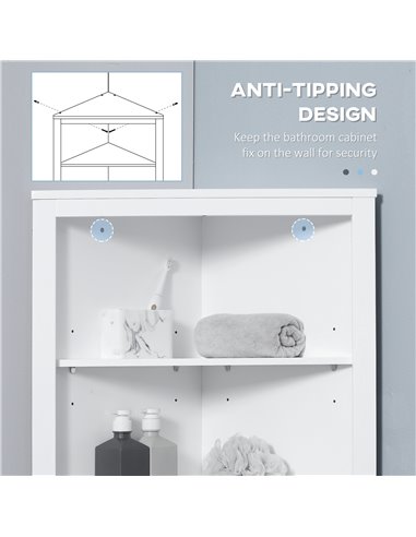 kleankin Triangle Bathroom Cabinet, Corner Bathroom Storage Unit with Cupboard and 3-Tier Shelves, Free Standing, White 834-434