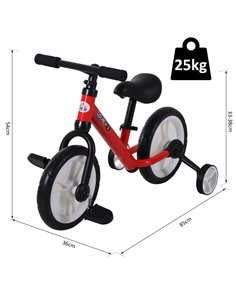 HOMCOM PP Toddlers Removable Stabiliser Balance Bike Red 2