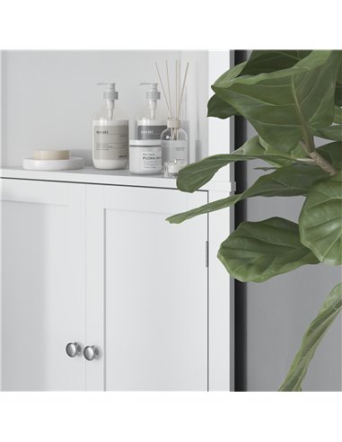 kleankin Triangle Bathroom Cabinet, Corner Bathroom Storage Unit with Cupboard and 3-Tier Shelves, Free Standing, White 834-434