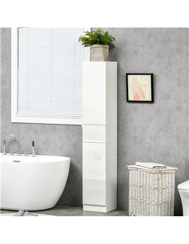 Kleankin Tall Bathroom Cabinet with Adjustable Shelves, White 834-460