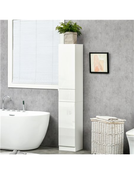 Kleankin Tall Bathroom Cabinet with Adjustable Shelves, White 834-460 - pic 37282 | FastDaddyshop