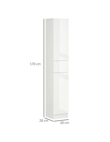 Kleankin Tall Bathroom Cabinet with Adjustable Shelves, White 834-460