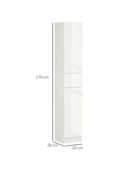 Kleankin Tall Bathroom Cabinet with Adjustable Shelves, White 834-460 - pic 37283 | FastDaddyshop
