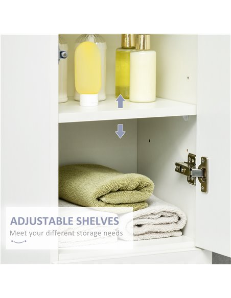 kleankin Tall Bathroom Cabinet with Adjustable Shelves, High Gloss Storage Cupboard, Freestanding Tallboy with Storage Drawer, W - pic 37286 | FastDaddyshop