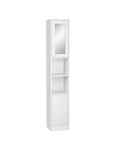 Kleankin Tall Bathroom Storage Cabinet with Mirror, White 834-461