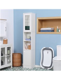 Kleankin Tall Bathroom Storage Cabinet with Mirror, White 834-461 2
