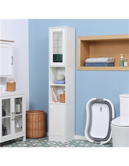 Kleankin Tall Bathroom Storage Cabinet with Mirror, White 834-461 - pic 37291 | FastDaddyshop