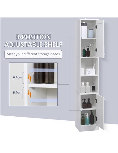 Kleankin Tall Bathroom Storage Cabinet with Mirror, White 834-461