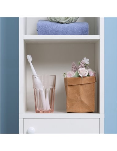 kleankin Tall Bathroom Storage Cabinet with Mirror, Narrow Freestanding Floor Cabinet with Adjustable Shelves 834-461