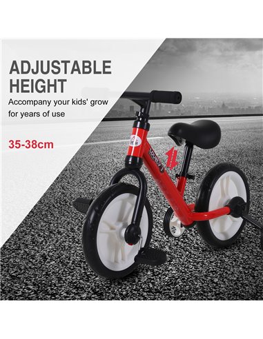 HOMCOM PP Toddlers Removable Stabiliser Balance Bike Red