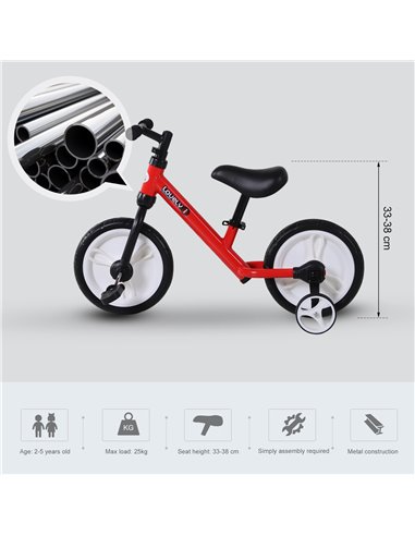 HOMCOM PP Toddlers Removable Stabiliser Balance Bike Red