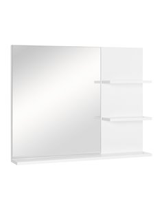 Kleankin Wall-mounted Vanity Mirror with 3 Tiers Storage Shelves, White 834-207