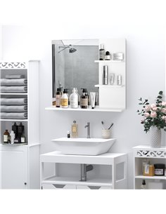 Kleankin Wall-mounted Vanity Mirror with 3 Tiers Storage Shelves, White 834-207 2