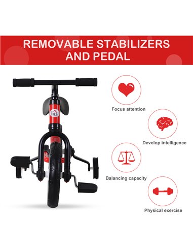 HOMCOM PP Toddlers Removable Stabiliser Balance Bike Red