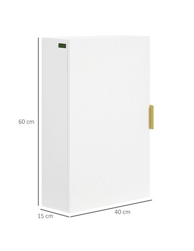 Kleankin Bathroom Wall Cabinet, Over Toilet Storage Cupboard, White 837-339V80WT