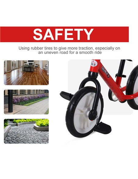 HOMCOM PP Toddlers Removable Stabiliser Balance Bike Red - pic 3733 | FastDaddyshop