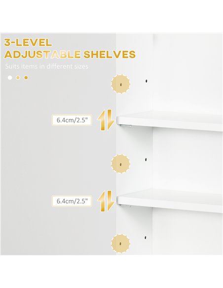 Kleankin Bathroom Wall Cabinet, Over Toilet Storage Cupboard, White 837-339V80WT - pic 37330 | FastDaddyshop