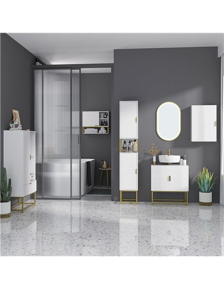kleankin Bathroom Wall Cabinet, Over Toilet Storage Cupboard with Adjustable Shelves for Hallway, Living Room, White 837-339V80W - pic 37332 | FastDaddyshop