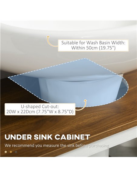 kleankin Under Sink Cabinet Bathroom Vanity Unit with Double Doors and Storage Shelves, 60 x 30 x 60cm, White 834-542V00WT - pic 37338 | FastDaddyshop