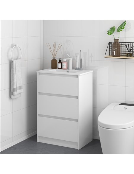 Kleankin 600mm Bathroom Vanity Unit, High Gloss White 834-531V00WT - pic 37345 | FastDaddyshop