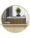Kleankin 45cm Wall Mounted Bathroom Round Mirror, Natural Wood Effect 834-604V00ND