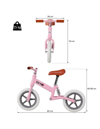 HOMCOM Toddler Balance Bike No Pedal Walk Training Pink