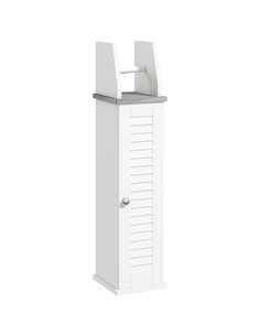 Kleankin Slim Bathroom Floor Cabinet with Cupboard, White 834-611V81WT