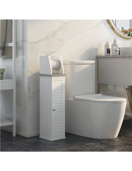 Kleankin Slim Bathroom Floor Cabinet with Cupboard, White 834-611V81WT - pic 37372 | FastDaddyshop