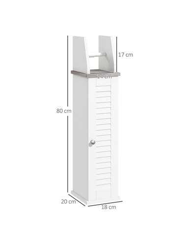 Kleankin Slim Bathroom Floor Cabinet with Cupboard, White 834-611V81WT