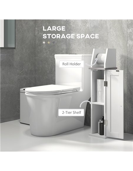 Kleankin Slim Bathroom Floor Cabinet with Cupboard, White 834-611V81WT - pic 37374 | FastDaddyshop