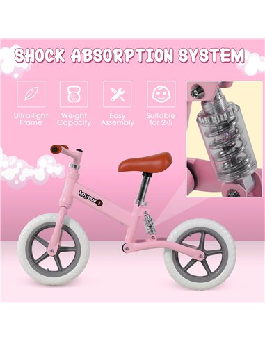 HOMCOM Toddler Balance Bike No Pedal Walk Training Pink