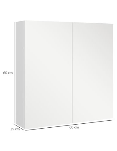 Kleankin Wall Mounted Double Door Mirror Cabinet, High Gloss White 834-629V80WT