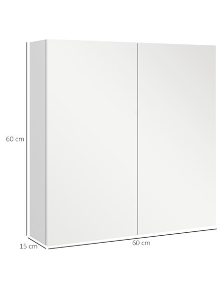 Kleankin Wall Mounted Double Door Mirror Cabinet, High Gloss White 834-629V80WT - pic 37382 | FastDaddyshop