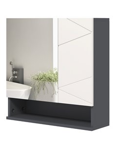 Kleankin Wall Mounted Bathroom Mirror Cabinet, Light Grey 834-618V80LG