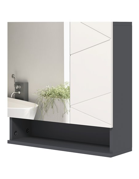 Kleankin Wall Mounted Bathroom Mirror Cabinet, Light Grey 834-618V80LG - pic 37389 | FastDaddyshop