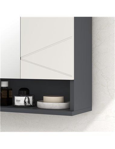 kleankin Bathroom Mirror Cabinet, Wall Mounted Bathroom Storage Cupboard with Adjustable Shelves, 55W x 17D x 55Hcm, Light Grey 