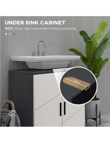 Kleankin Under Sink Cabinet, Bathroom Vanity Unit, Light Grey 834-619V80LG