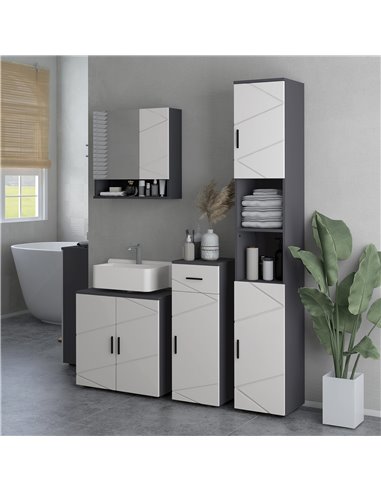 kleankin Under Sink Cabinet, Bathroom Vanity Unit, Floor Basin Storage Cupboard with Double Doors and Shelf, 60 x 30 x 60 cm, Li