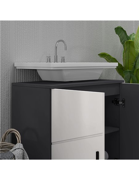 kleankin Under Sink Cabinet, Bathroom Vanity Unit, Floor Basin Storage Cupboard with Double Doors and Shelf, 60 x 30 x 60 cm, Li - pic 37423 | FastDaddyshop
