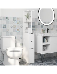 Kleankin Slim Bathroom Storage Cabinet with Drawers, White 834-114V80WT 2