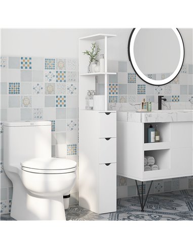 Kleankin Slim Bathroom Storage Cabinet with Drawers, White 834-114V80WT