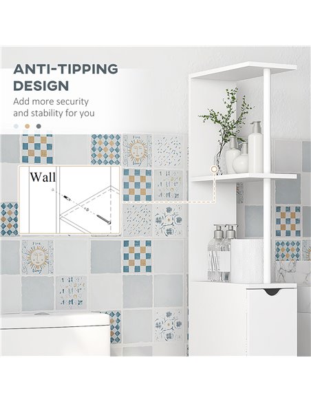 kleankin Slim Bathroom Storage Cabinet with Drawers, Tall Bathroom Cupboard with 2-Tier Shelf, White 834-114V80WT - pic 37430 | FastDaddyshop