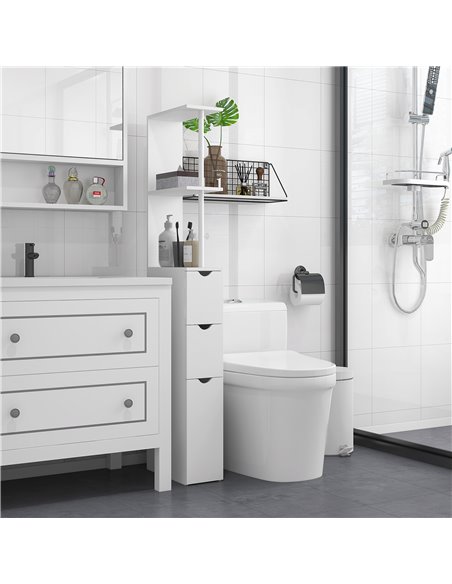 kleankin Slim Bathroom Storage Cabinet with Drawers, Tall Bathroom Cupboard with 2-Tier Shelf, White 834-114V80WT - pic 37431 | FastDaddyshop