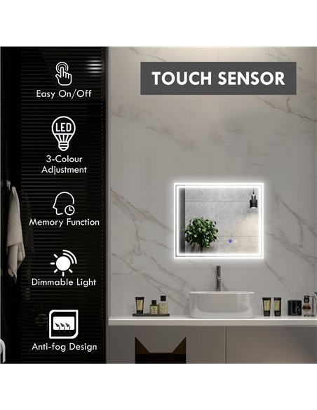 Kleankin LED Bathroom Mirror with Lights, Anti-Fog 834-657V00CR - pic 37437 | FastDaddyshop