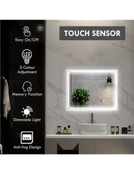 Kleankin LED Bathroom Mirror with Lights, Anti-Fog 834-657V - pic 37446 | FastDaddyshop