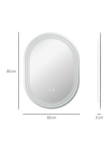 Kleankin 800 x 600mm Bathroom Mirror with LED Lights 834-656V01CR