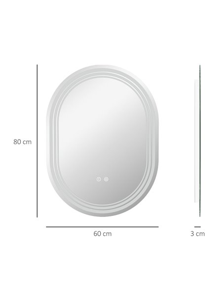Kleankin 800 x 600mm Bathroom Mirror with LED Lights 834-656V01CR - pic 37454 | FastDaddyshop