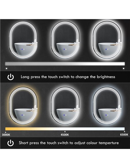 Kleankin 800 x 600mm Bathroom Mirror with LED Lights 834-656V01CR - pic 37456 | FastDaddyshop